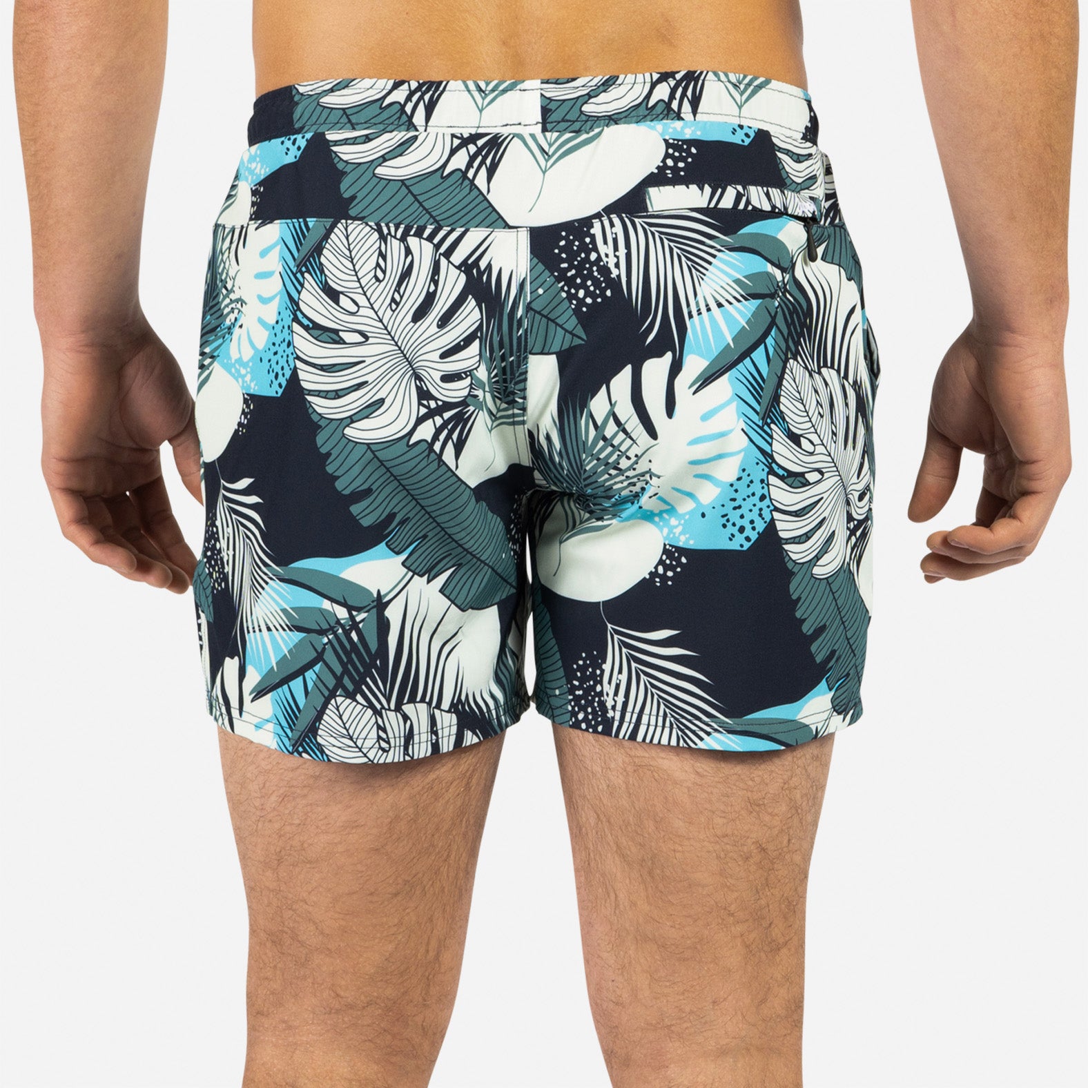 Agua Volley 2N1 Swim Short 5": Fronds Dark Navy