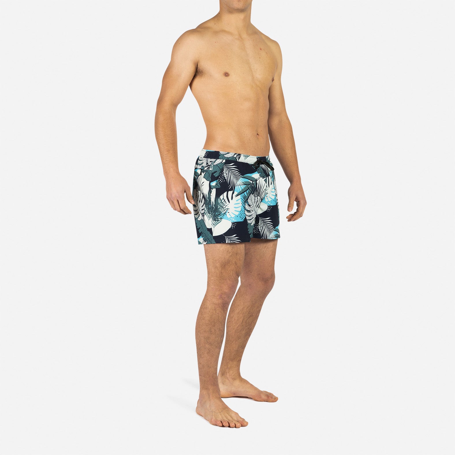 Agua Volley 2N1 Swim Short 5": Fronds Dark Navy