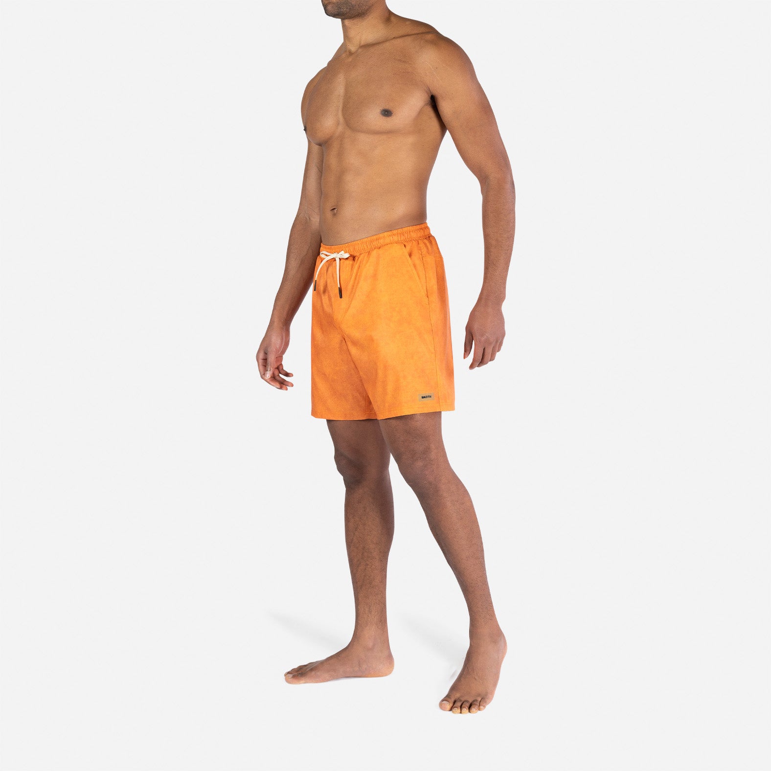 Agua Volley X 2N1 Swim Short 7”: Cinnamon Orange Acid Wash